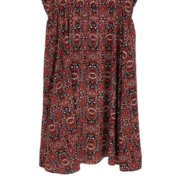 Athleta Printed Martinique Dress Tassel Faux Wrap Knee Length Red Women Medium - Picture 9 of 11